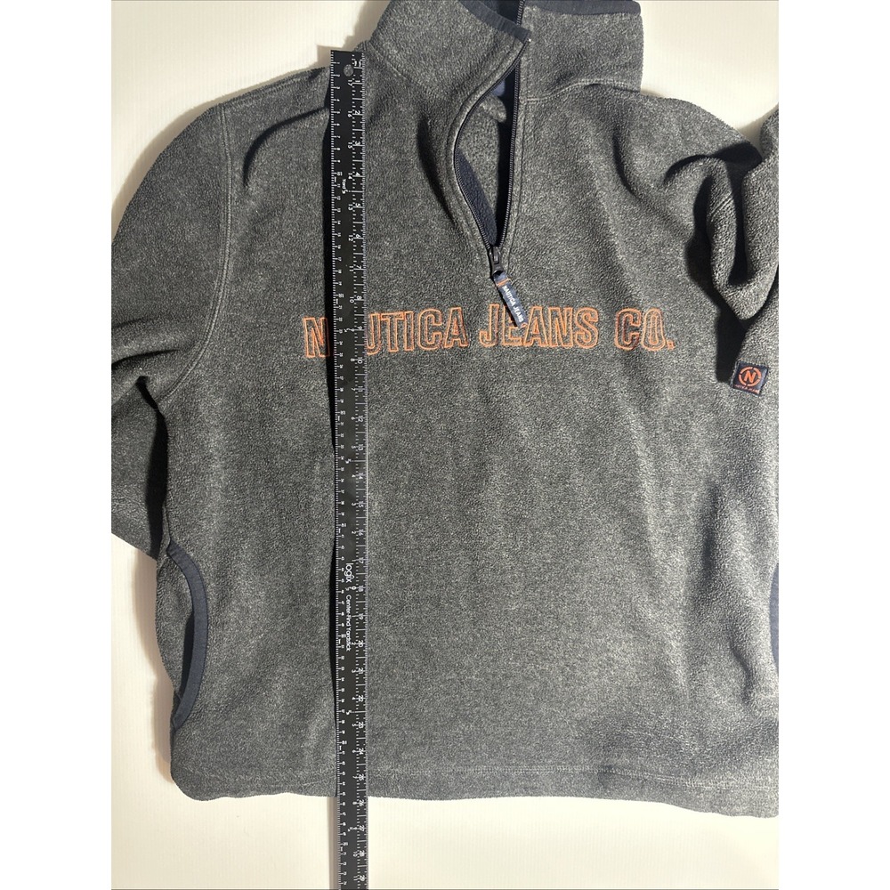 Nautica Jeans Co. Sweatshirt Mens Medium Quarter Zip Fleece Pullover Made USA - Picture 8 of 10